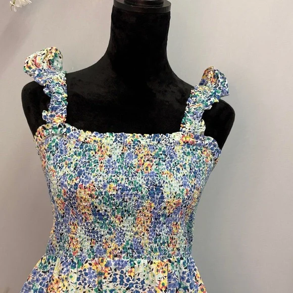 J. Crew Floral Blue and White Women's Dress - Picture 3 of 5